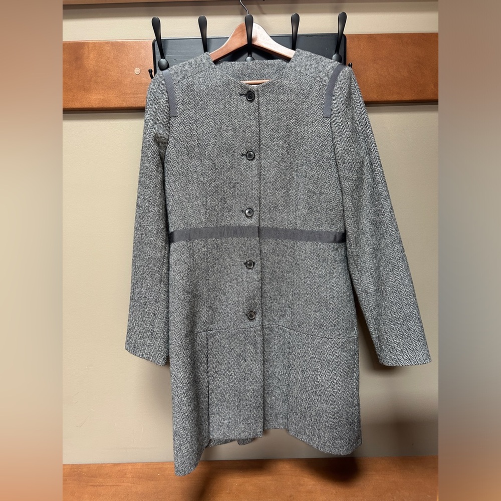 Black Fleece by Brooks Brothers Herringbone Wool Coat (Size Medium)